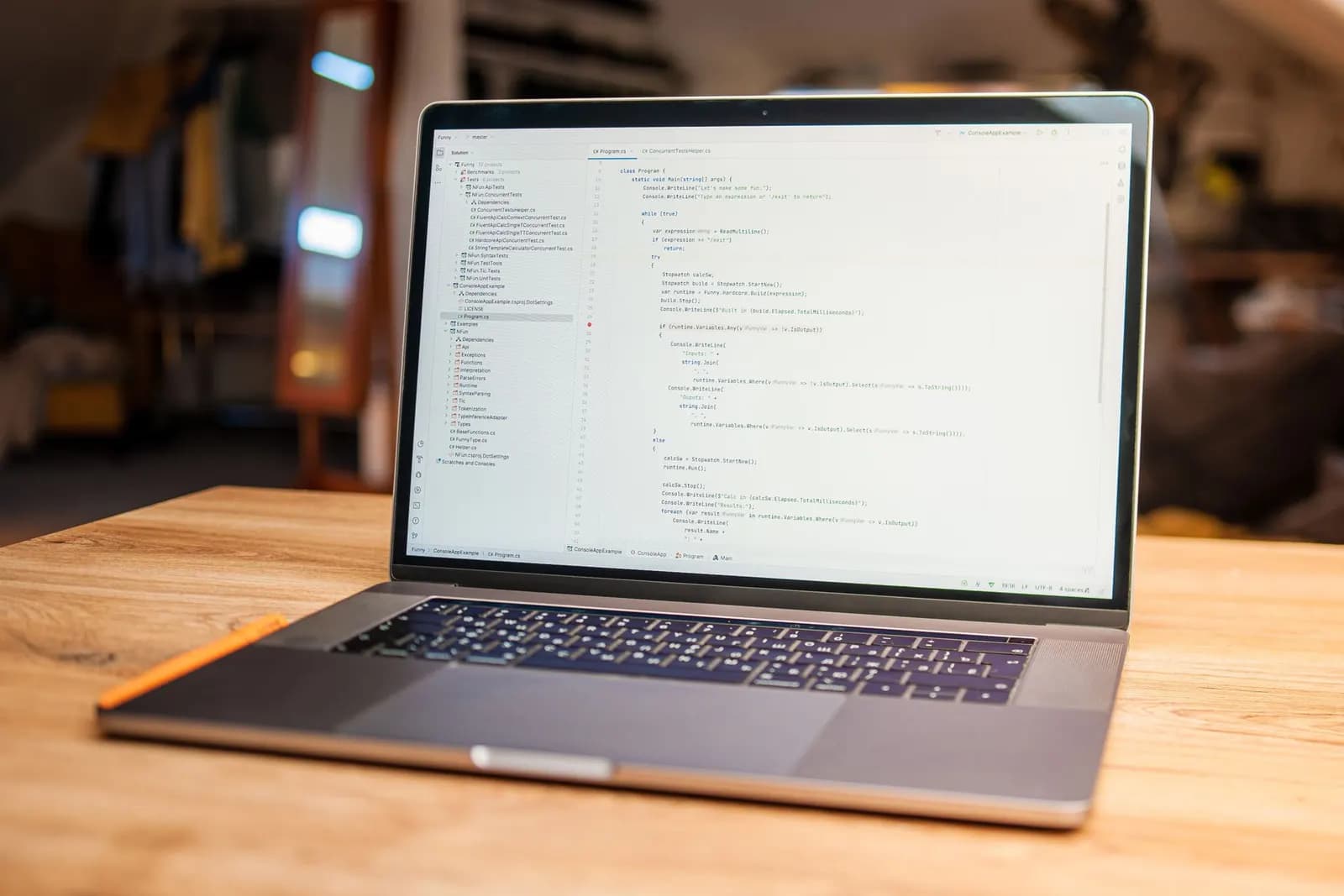 A laptop on a desk