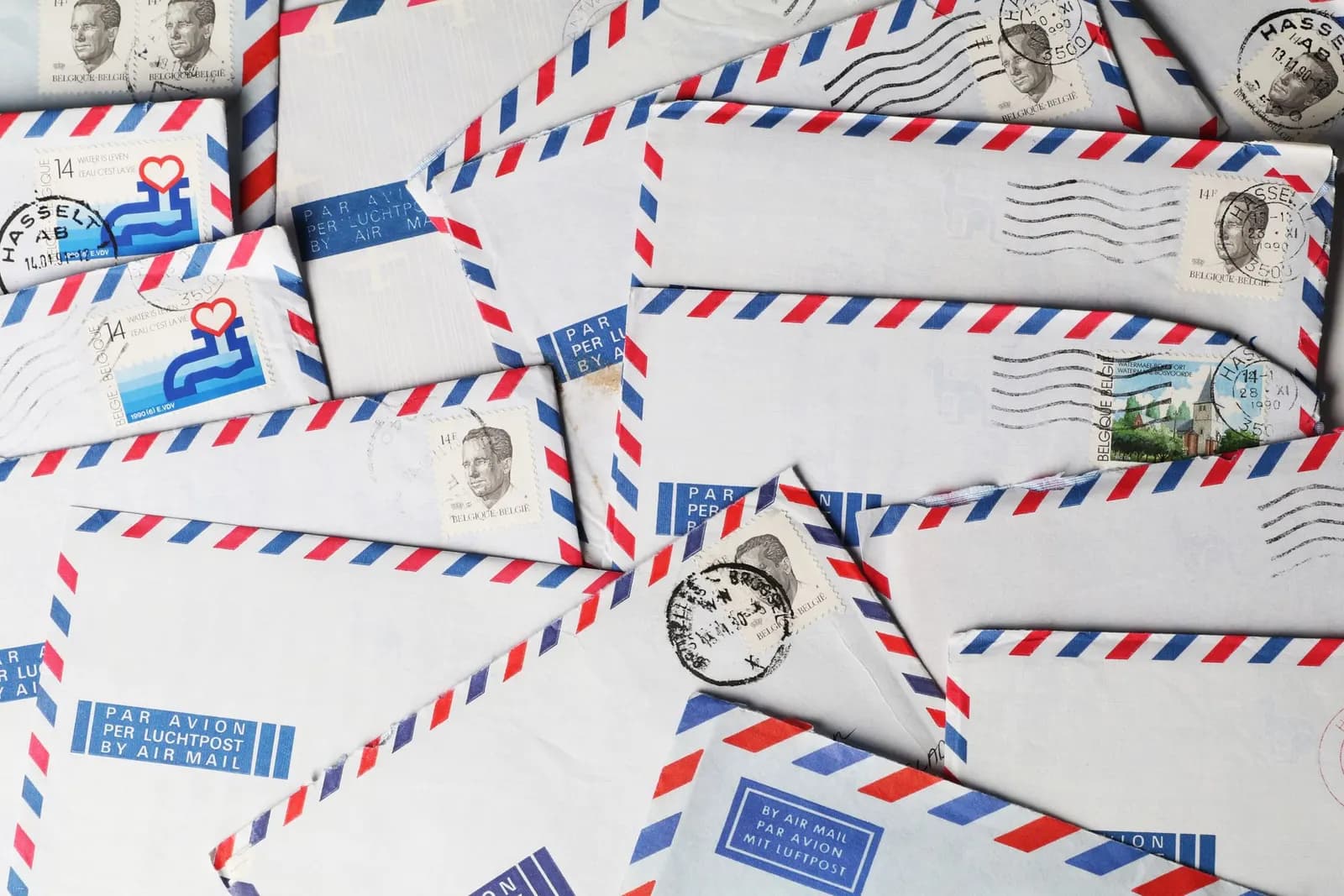 Envelopes with airmail stripes